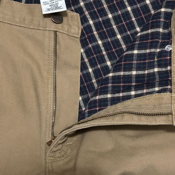 L.L. Bean Relaxed Fit Khaki Pants Thick Flannel Lined Workwear Mens Size 35x30 - Picture 7 of 8